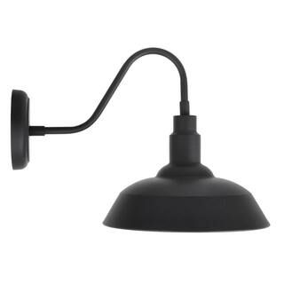 Sylvania Easton 1-Light Antique Black Outdoor Wall Mount Barn Light Sconce with Edison LED Light ... | The Home Depot