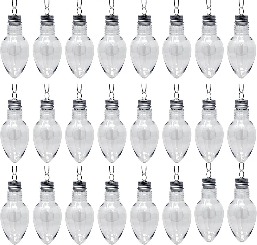 Creative Hobbies 4 Inch Fillable Christmas Ornaments, Light Bulb Ornaments Clear Plastic Fillable... | Amazon (US)