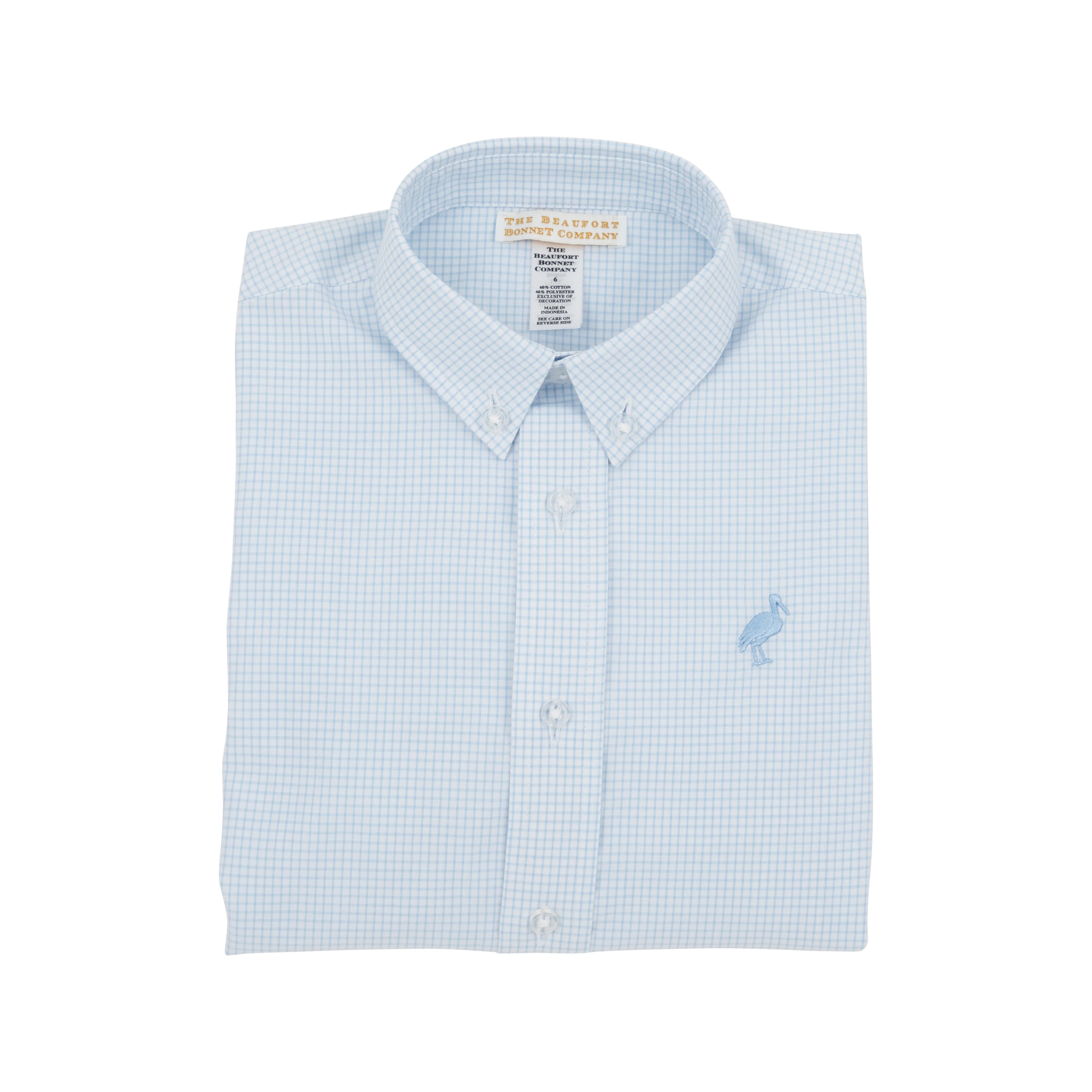 Dean's List Dress Shirt - Barrington Blue Mini Windowpane with Barrington Blue Stork | The Beaufort Bonnet Company