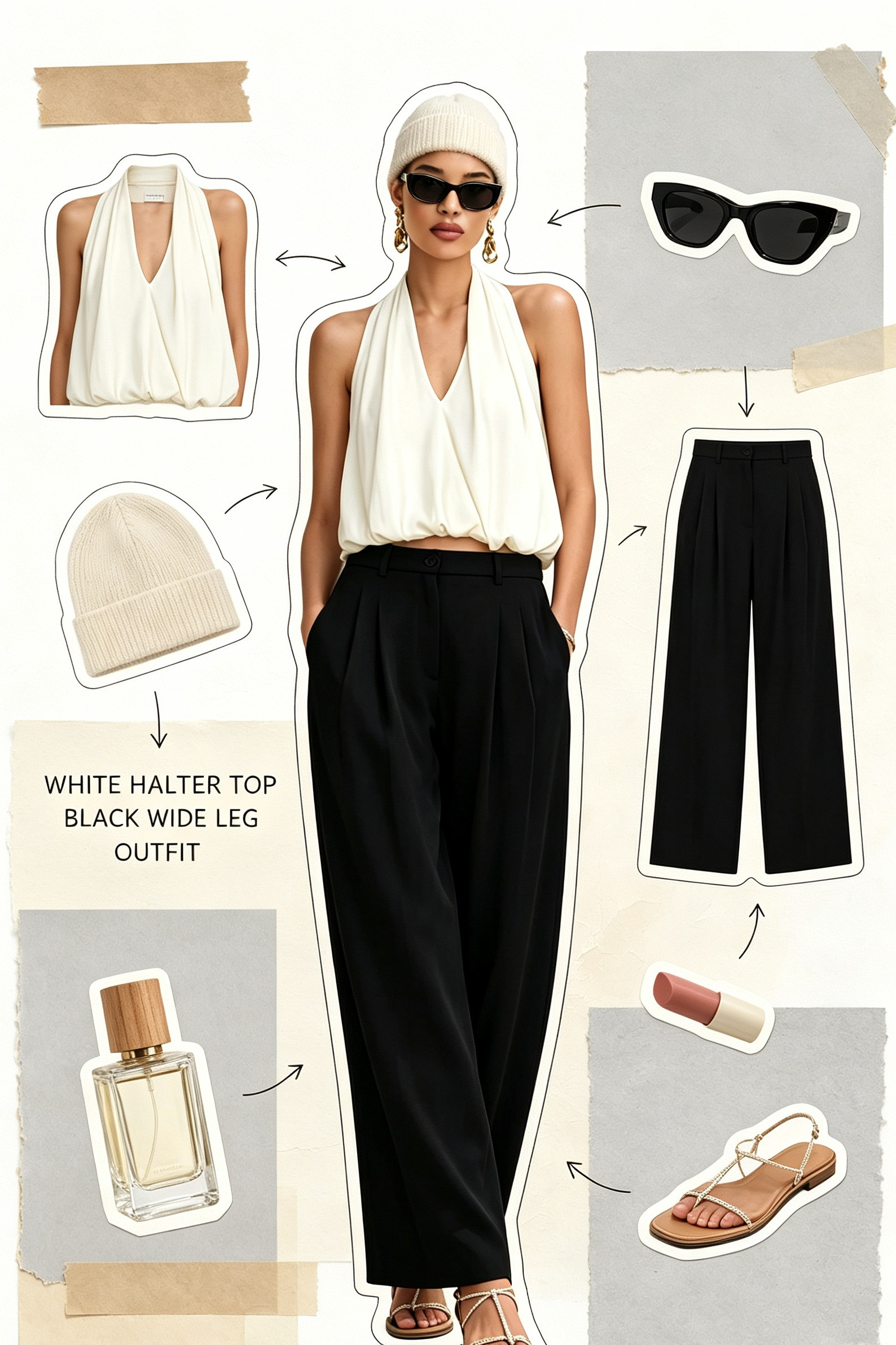 Minimal White Halter Top & Black Wide Leg Trousers Neutral Summer Outfit
#HalterTopOutfit
#BlackWideLegPants
#NeutralChicStyle 

 #LTKootd #LTKOver40 #LTKWorkwear