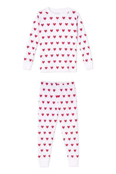 Kids Long-Long Set in Heart | LAKE Pajamas