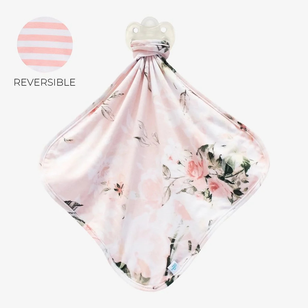 Reversible Lovey | Vintage Pink Rose & Rose Stripe | Floral Girl Lovey | Posh Peanut