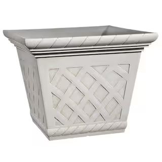 17 in. Antique Ivory Bingham Resin Square Planter HD1222-402R - The Home Depot | The Home Depot