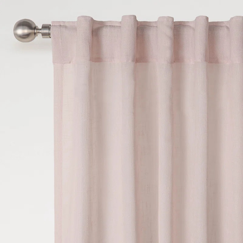 Texture Double Ruffle Semi Sheer Back Tab Pair (2 Panels) | Wayfair North America