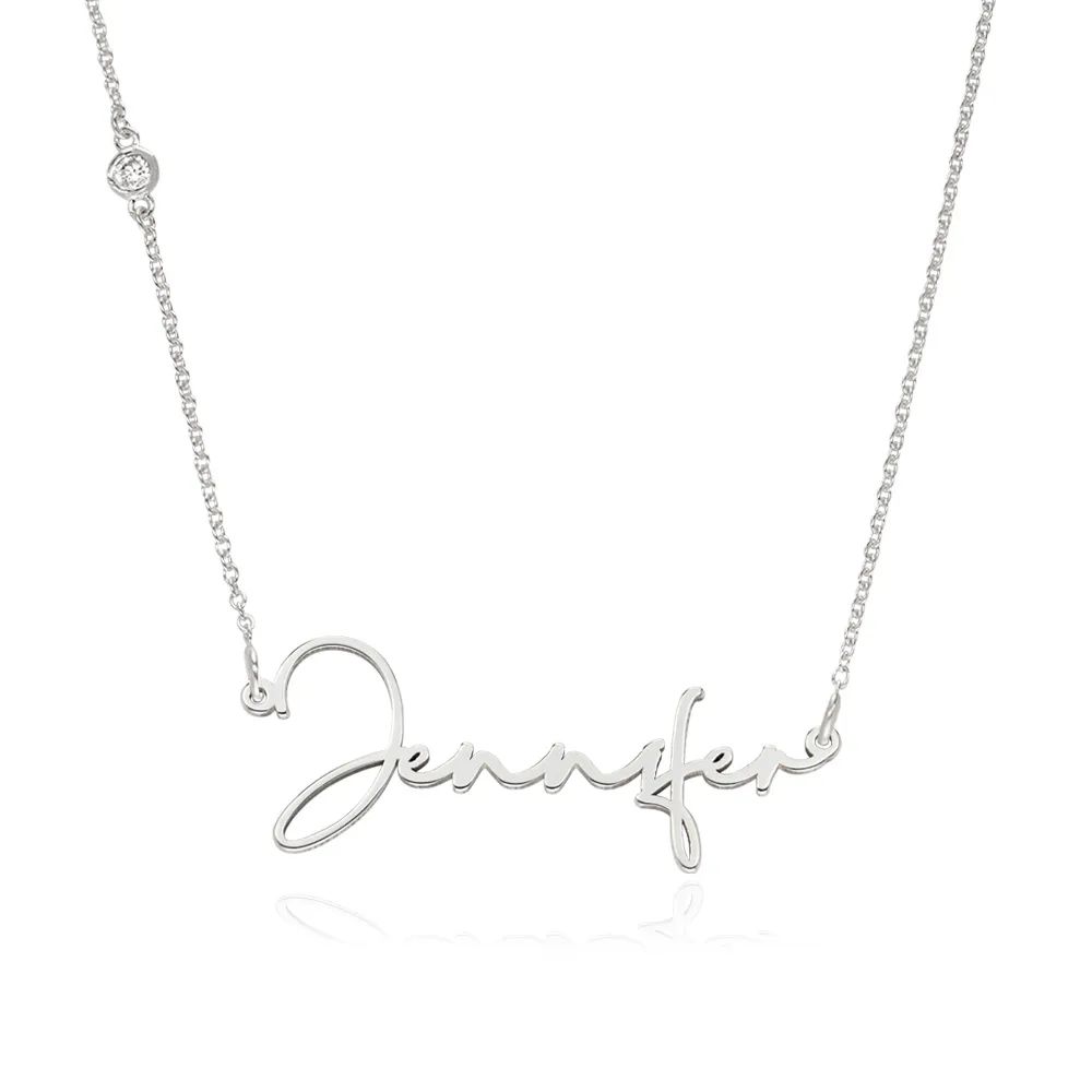 Paris Name Necklace with Diamonds in Sterling Silver | MYKA