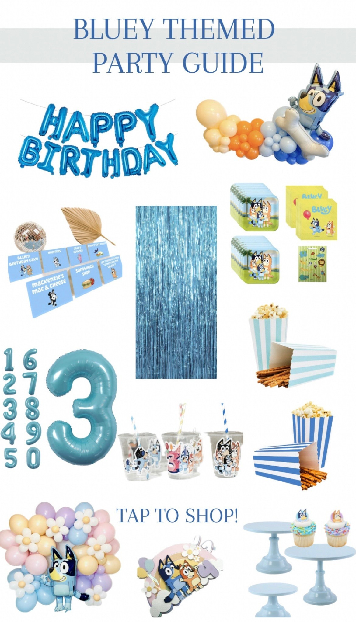 party decoration ideas for a bluey themed party🐶💙 #blueythemedparty #blueypartydecorations #blueypartyguide #blueypartyideas #blueypartyinspo #blueyandbingo #etsypartydecor #amazonpartydecor 

#LTKfindsunder50 #LTKkids #LTKparties