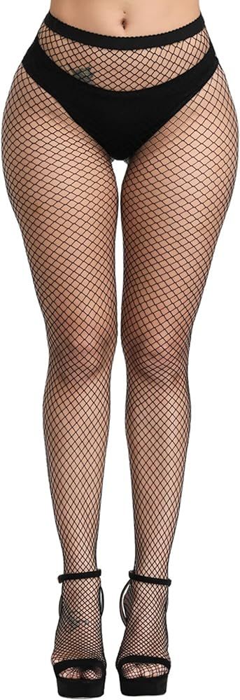 Henwarry Women's Fishnet Stockings Thigh High Wide Fishnet Tights | Amazon (US)