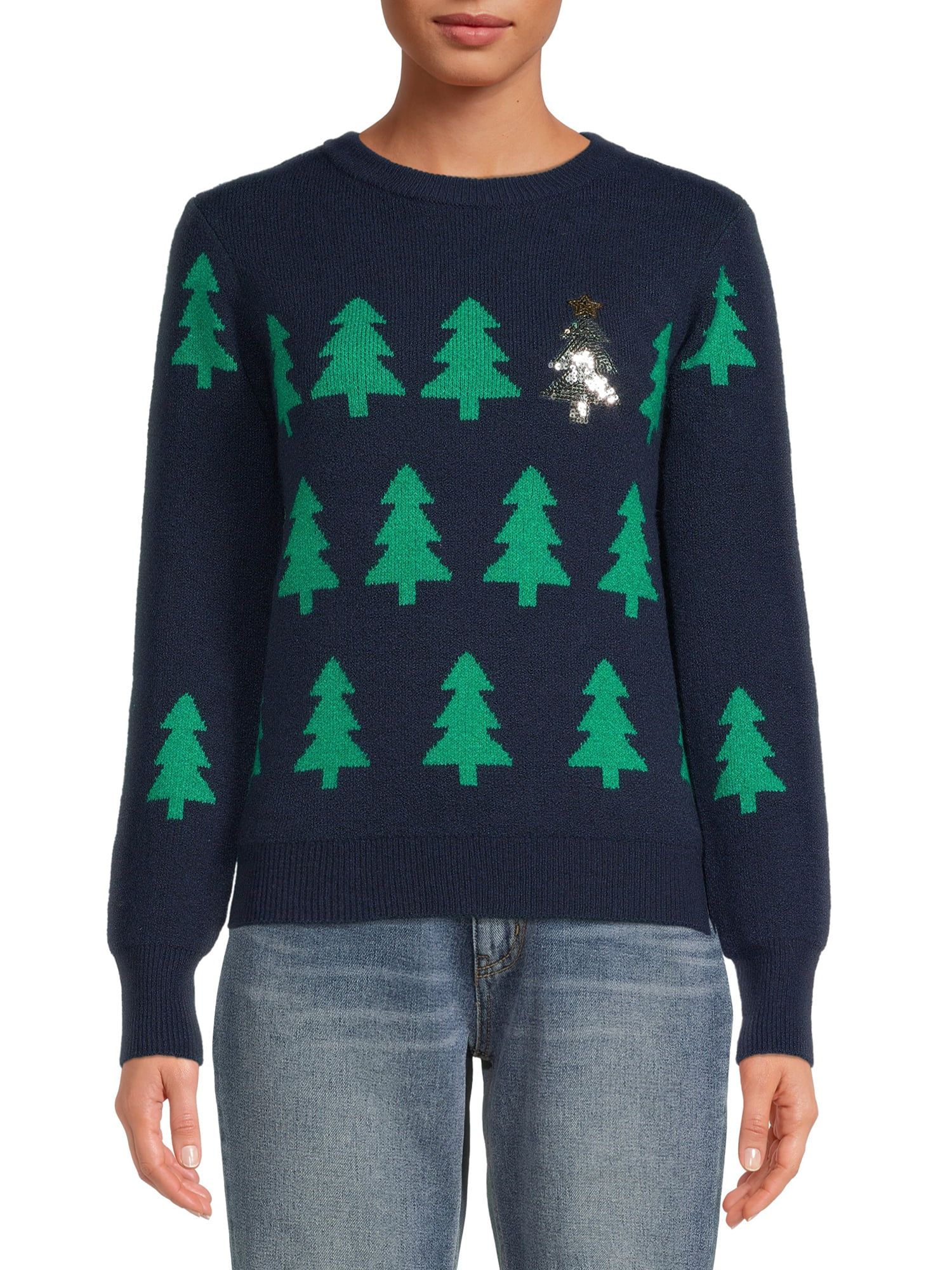 Holiday Time Women's Crewneck Holiday Sweater - Walmart.com | Walmart (US)