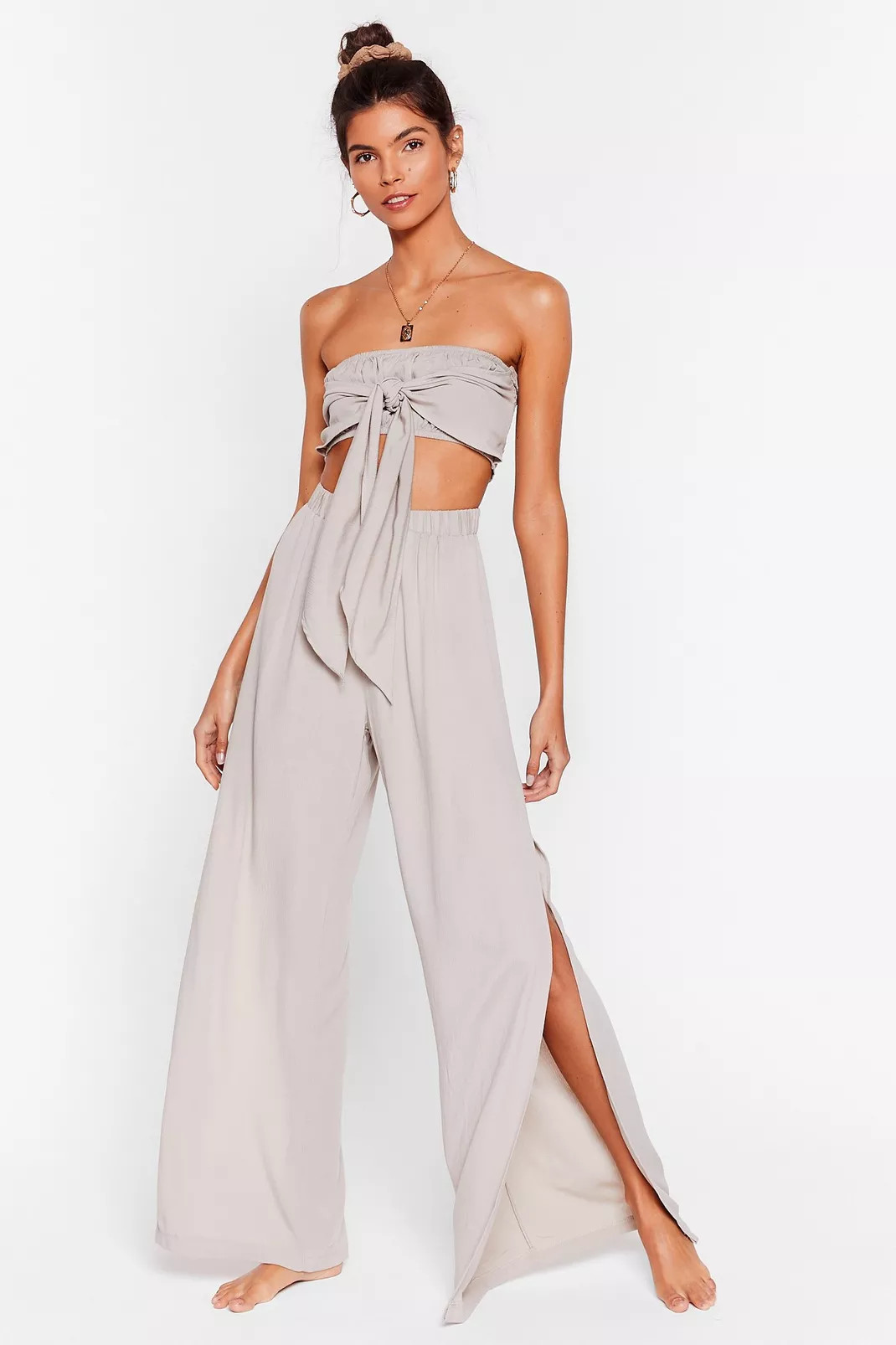 Crinkle Slit Wide Leg Cover Up Pants | Nasty Gal (US)