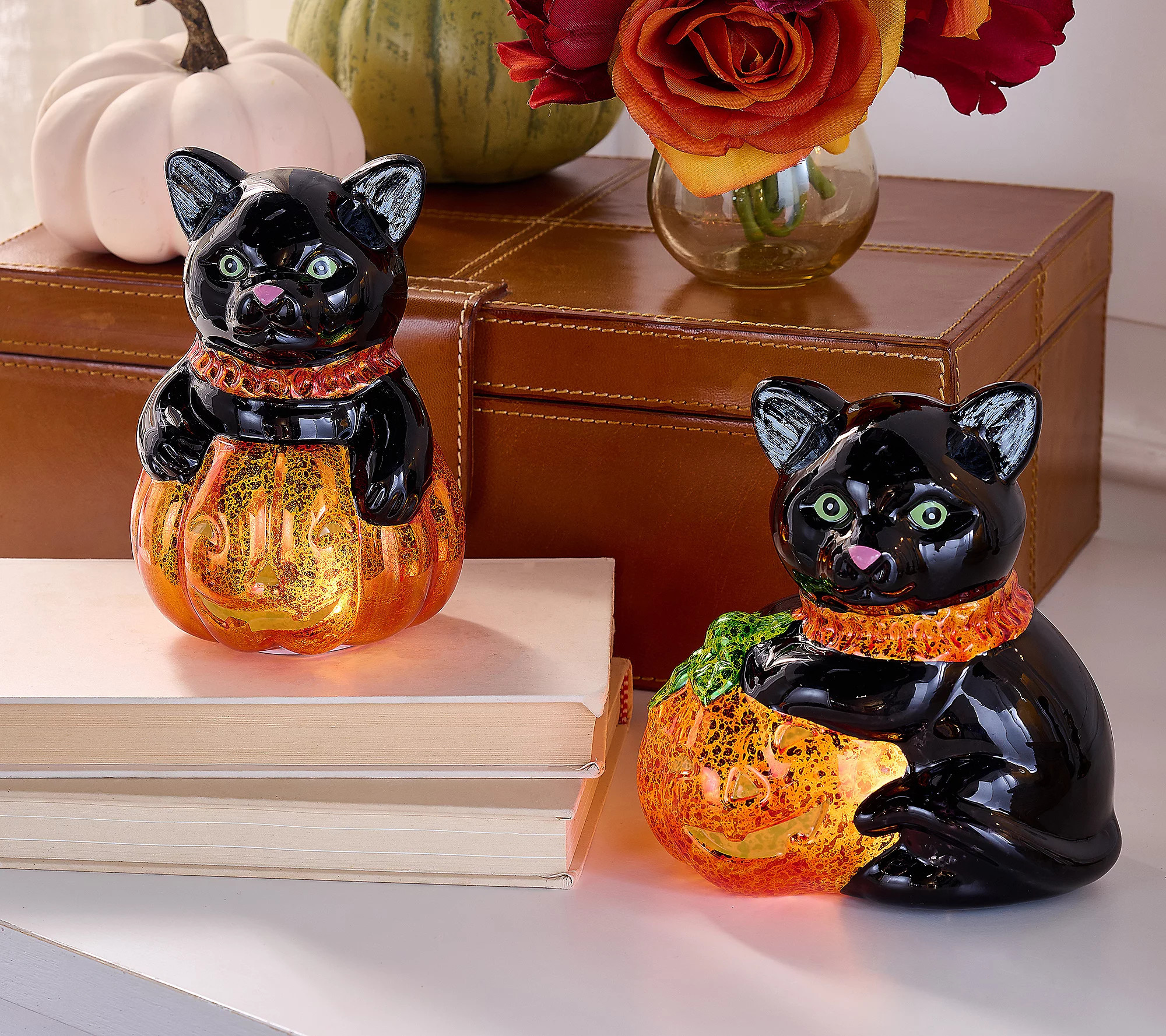 As Is Set/2 (6) Illuminated Mercury GlassBlack Cats | QVC