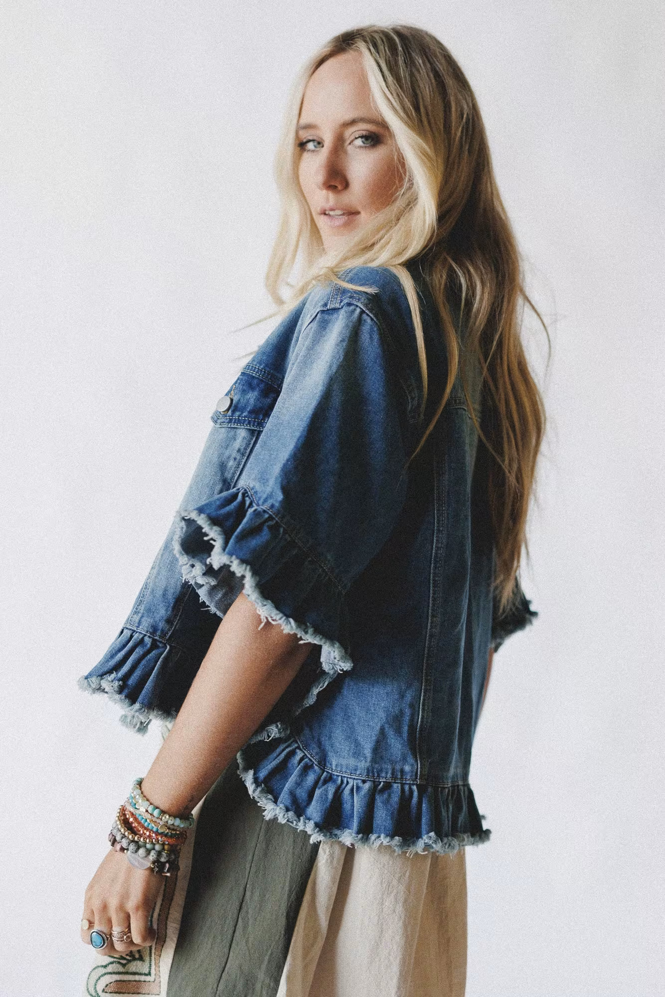 Scottie Ruffle Denim Jacket — Three Bird Nest | Three Bird Nest