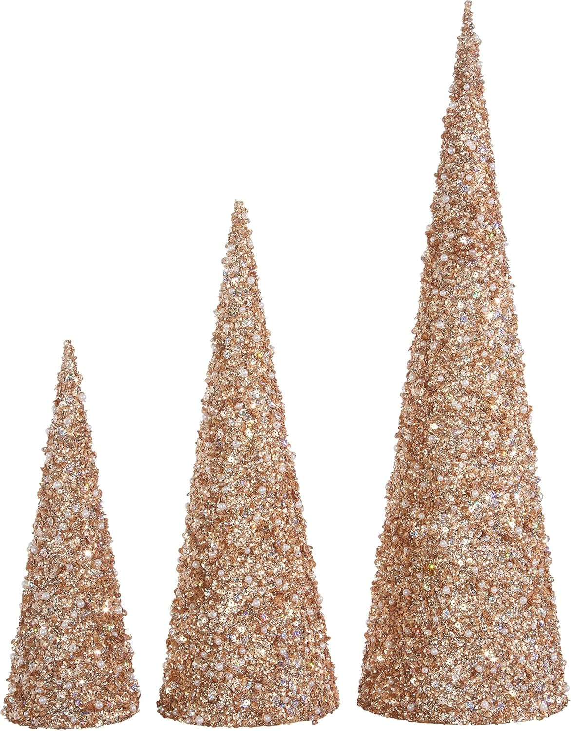 Raz 22 Inch, 17 Inch and 12 Inch High Jeweled Glittered Cone,Paper Christmas Trees Set of 3 - Cha... | Amazon (US)