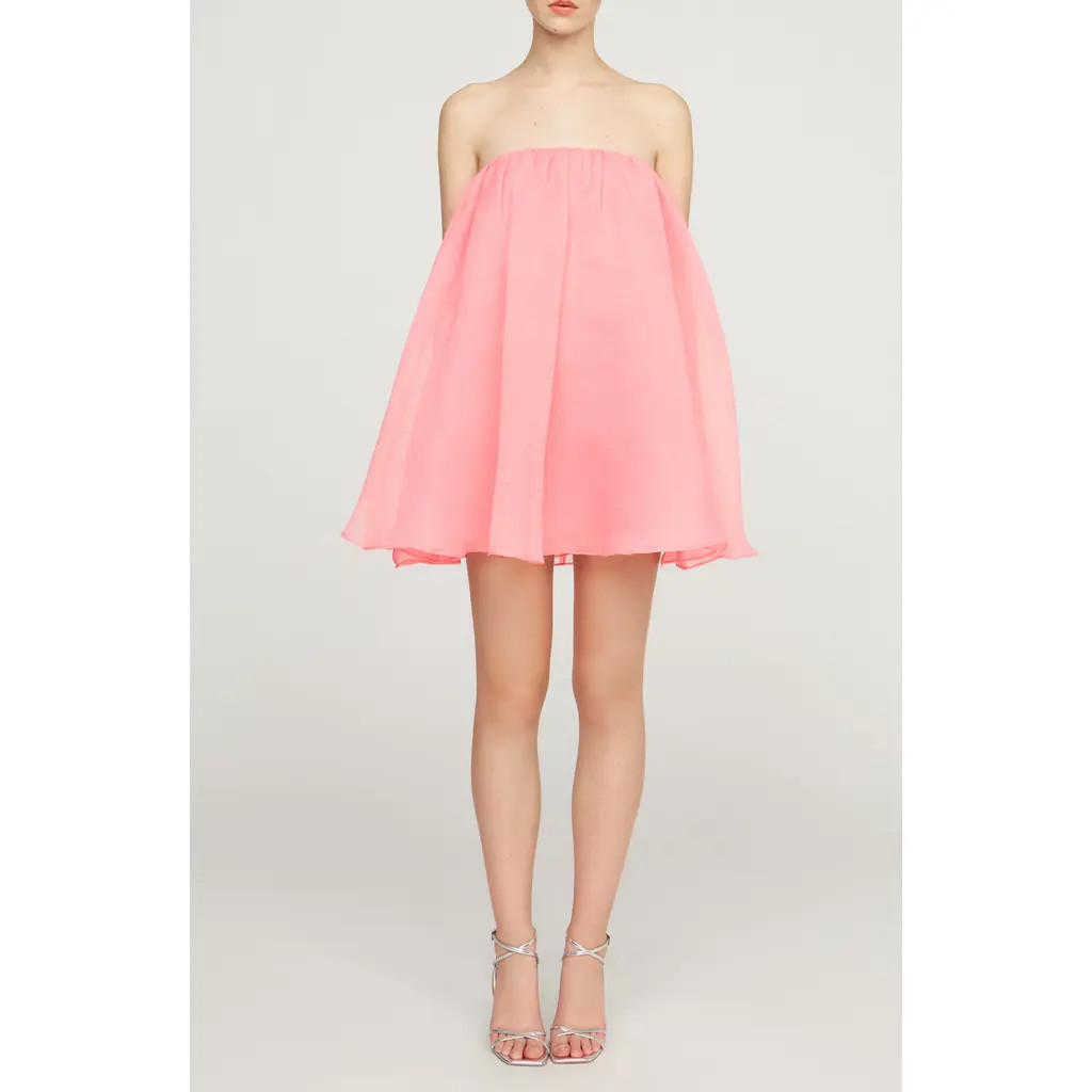 HALSTON Charlie Strapless Textured Organza Minidress in Salmon Rose at Nordstrom Rack, Size 0 | Nordstrom Rack