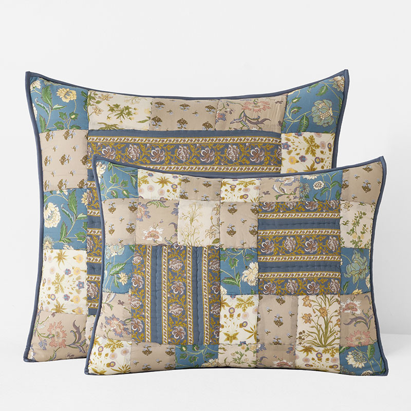 Dorothea Patchwork Quilted Sham - Blue Multi, Standard | The Company Store