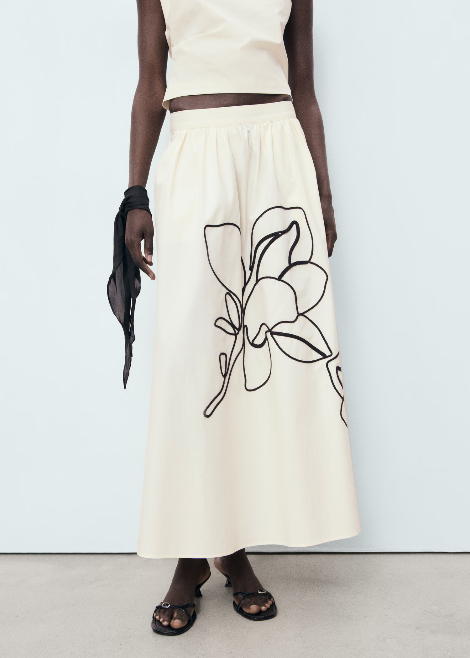 Embroidered cotton skirt - Women | MANGO United Kingdom | MANGO (UK)