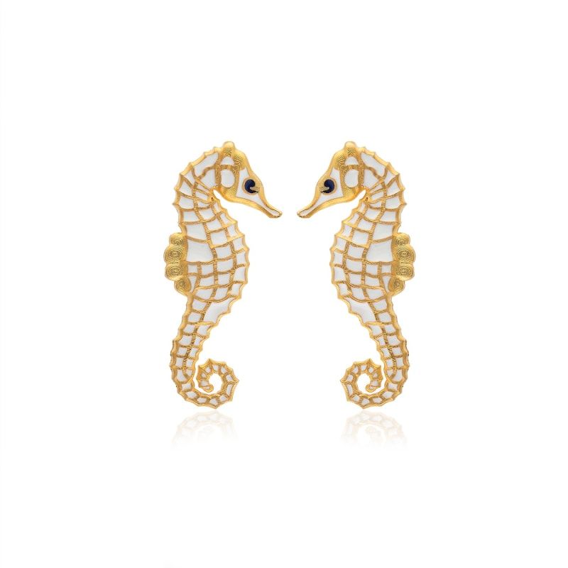White Seahorse Earrings | Wolf and Badger (Global excl. US)