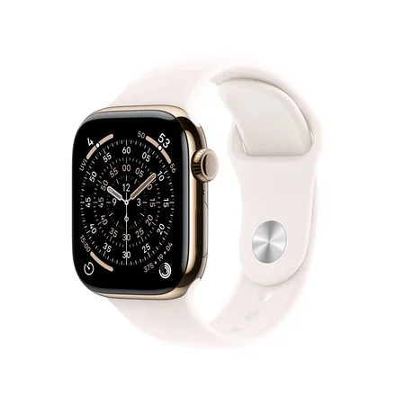 Apple Watch Series 11 [GPS + Cellular 42mm] Smartwatch with Gold Titanium Case with Light Blush Sport Band - S/M | Walmart (US)