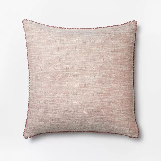 Chambray Square Throw Pillow with Lace Trim Mauve - Threshold™ designed with Studio McGee | Target