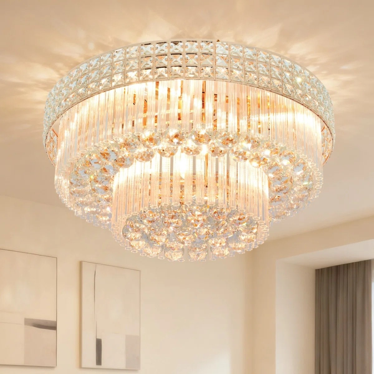 Inspired by European glamour, this 5-head layered crystal ceiling light in rose gold brings a refined sparkle to any interior. The crystal detailing creates a soft refracted glow, while the rose gold finish adds warmth and elegance. The dimmable LED design allows the atmosphere to shift effortlessly from bright illumination to ambient lighting. ON SALE and under $300.

Keywords:

* crystal ceiling light
* rose gold ceiling light
* layered crystal light
* LED ceiling fixture
* dimmable ceiling light
* glam lighting
* modern crystal chandelier
* bedroom ceiling light
* hallway ceiling light
* luxury ceiling lighting
* statement ceiling fixture

#LTKHome #LTKSaleAlert #LTKSeasonal