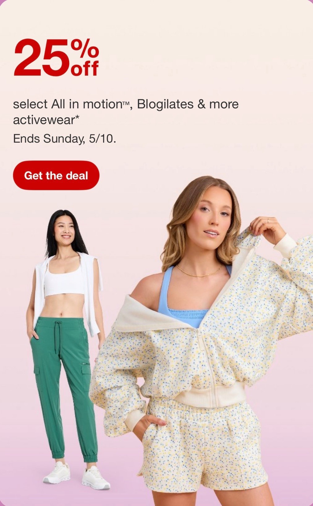 25% off select activewear @Target

#LTKMothersDay #LTKootd #LTKSaleAlert