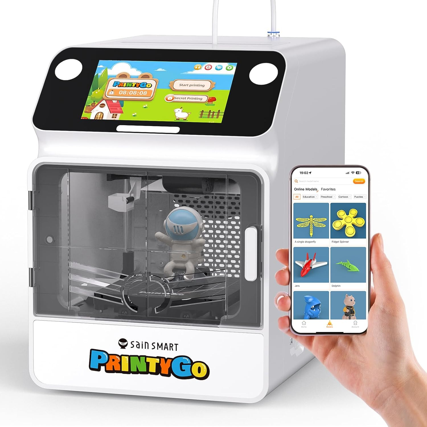 SainSmart PrintyGo Mini 3D Printer for Kids, 600mm/s Auto Leveling Printer for Beginners with 5" ... | Amazon (US)