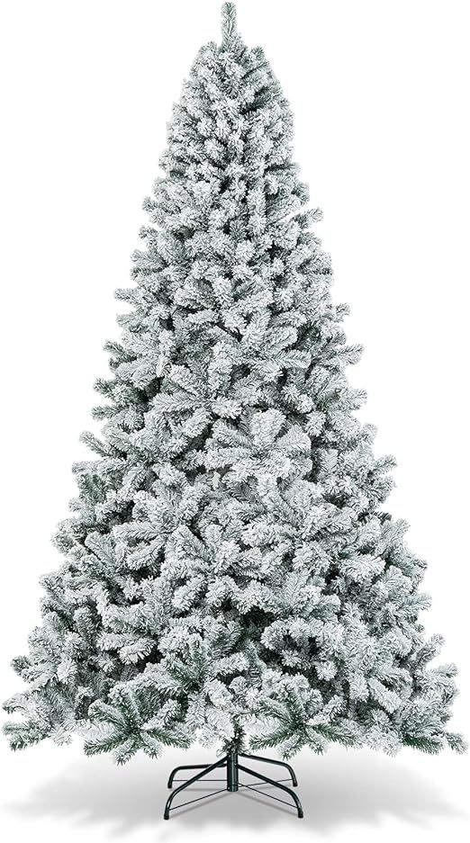 Goplus 9FT Artificial Christmas Tree, Snow Flocked Hinged Pine Tree, Premium PVC Needles/Solid Me... | Amazon (US)