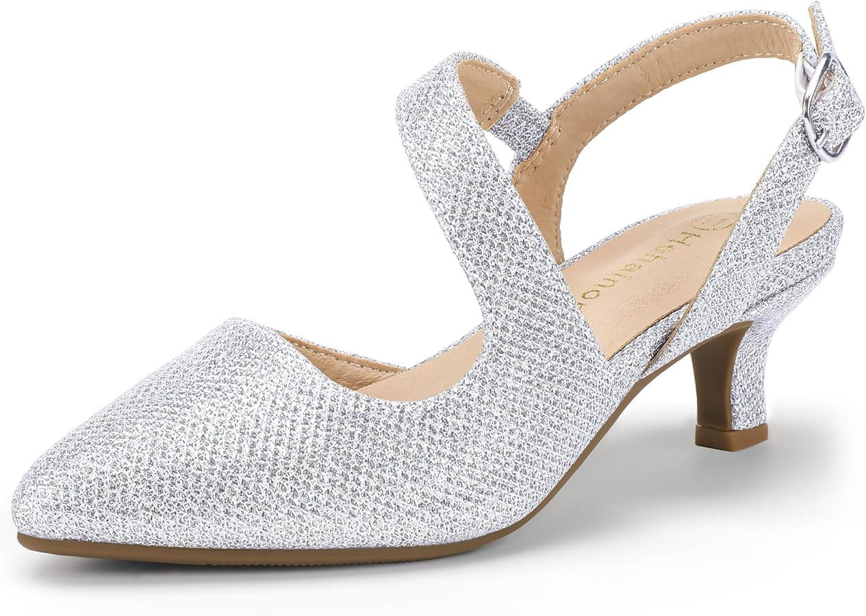 Hehainom Girls Dress Shoes Kitten Heels Sandals Little Big Kids Pointed Toe Slingback Wedding Par... | Amazon (US)