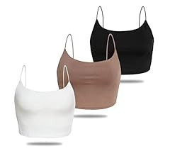 Amilia Women's Basic Solid Cami Spaghetti Double Layer Crop Tank Top | Amazon (CA)