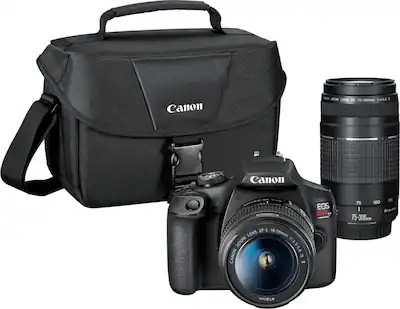 Canon - EOS Rebel T7 DSLR Video Two Lens Kit with EF-S 18-55mm and EF 75-300mm Lenses - Black | Best Buy U.S.