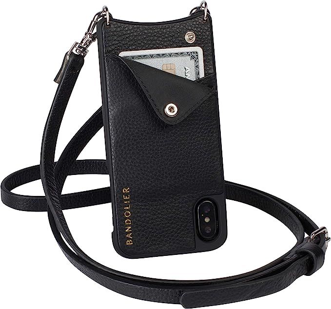 Bandolier Emma Crossbody Phone Case and Wallet - Black Leather with Silver Detail - Compatible wi... | Amazon (US)