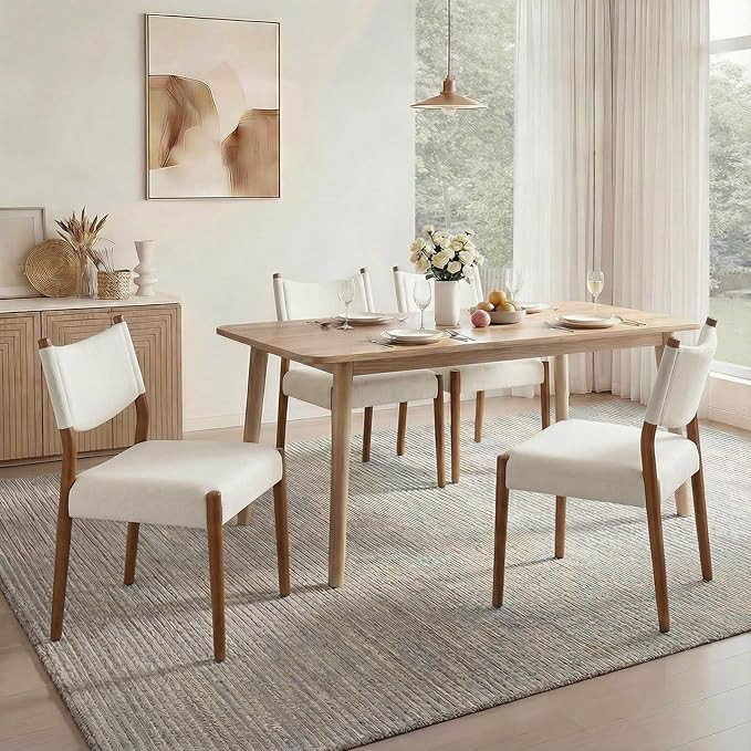 KISLOT Upholstered Dining Chairs Set of 4, Solid Wood Armless Kitchen Chairs with Soft Polyester ... | Amazon (US)
