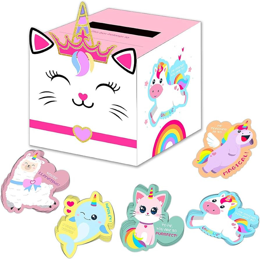 BAODLON Valentine’s Day Cards for Kids - Unicorn Valentines Day Cards and Valentine Boxes for C... | Amazon (US)