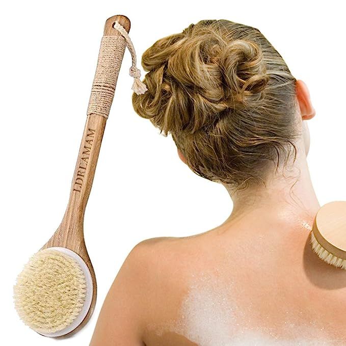 Dry Brushing Body Brush for Dry Skin Brushing & Exfoliating with 100% Natural Boar Bristles & Lon... | Amazon (US)