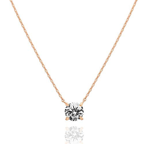 Amazon.com: PAVOI 14K Gold Plated Crystal Solitaire 1.5 Carat (7.3mm) Cubic Zirconia Dainty Choke... | Amazon (US)