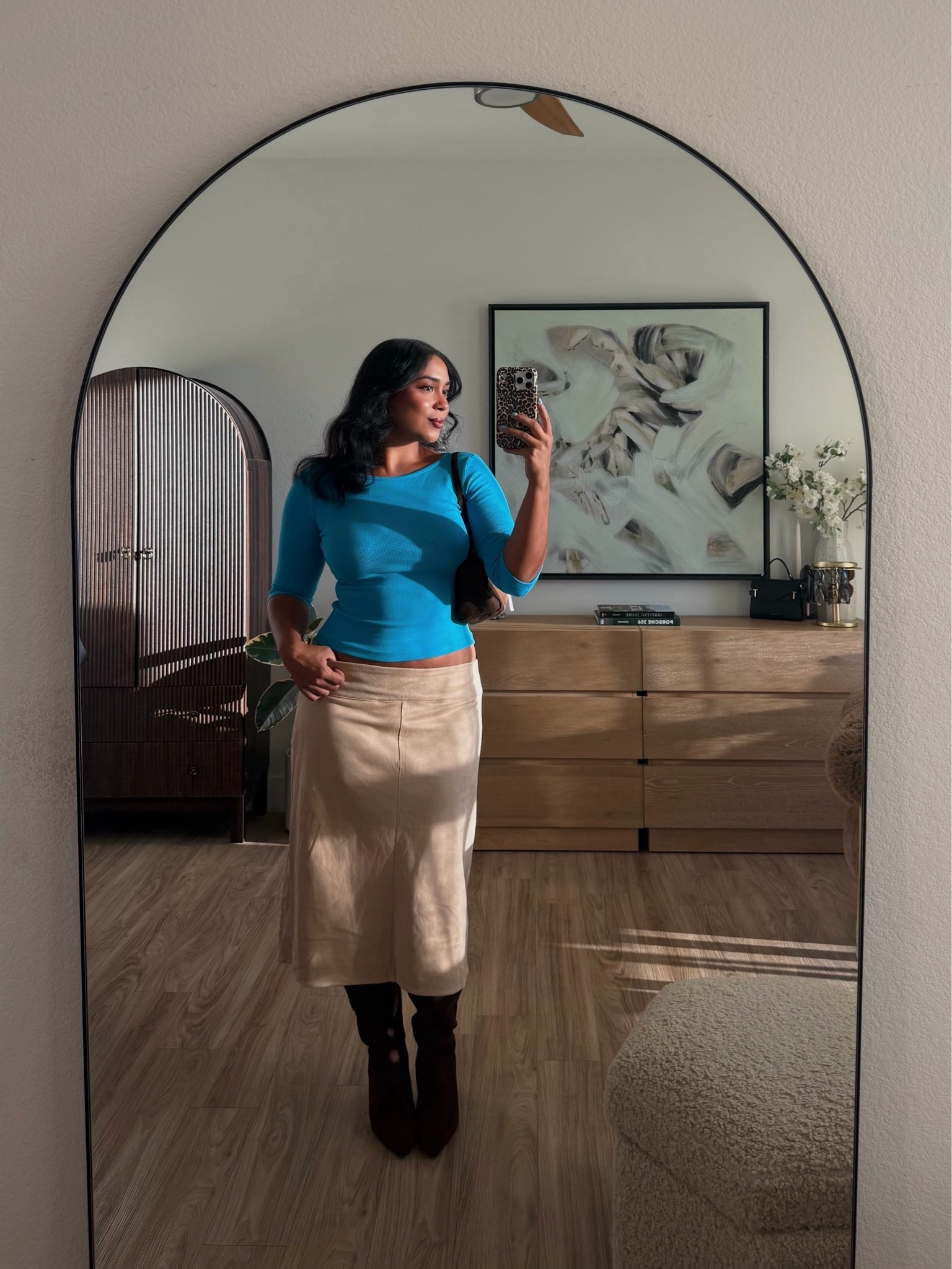 happy October🩵🍂 this outfit feels like fall!! Suede skirt is favorite bottom rn, this & the top is from PrincessPolly (got the skirt in a US 10, fits low rise on me & top runs true to size wearing a US 8)

#LTKootd #LTKMidsize #LTKSeasonal