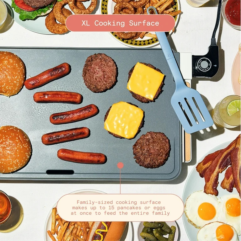 Beautiful XL Electric Griddle 12" x 22" - Non-Stick, White Icing by Drew Barrymore | Walmart (US)