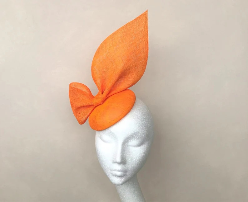 Ascot Fascinator Orange Bow Hat Oversized Bow Bright Orange Wedding Guest Hat Multi Coloured Head... | Etsy (US)