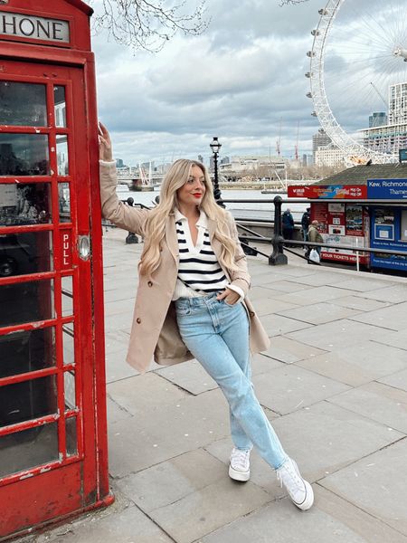 London Outfits - Abercrombie & Fitch Notch Neck Sweater and Ultra High Rise Ankle Straight Jeans - Amazon Trench Coat - Wearing size XS in sweater, 26 in jeans, small in trench

#LTKstyletip #LTKSeasonal #LTKtravel