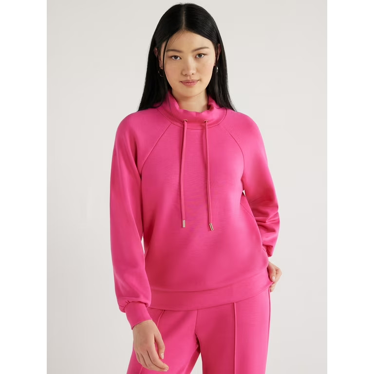 Scoop Women's Scuba Knit Funnel Neck Sweatshirt, Sizes XS-XXL | Walmart (US)