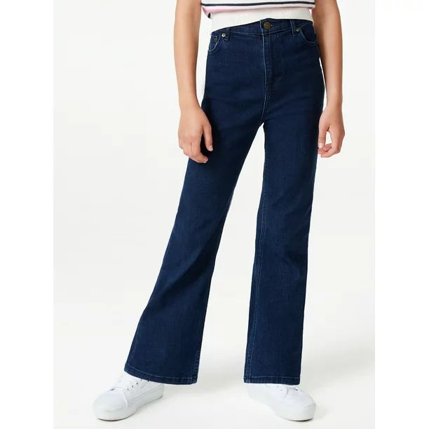 Free Assembly Girls High Rise Relaxed Flare Jeans, Sizes 4-18 - Walmart.com | Walmart (US)