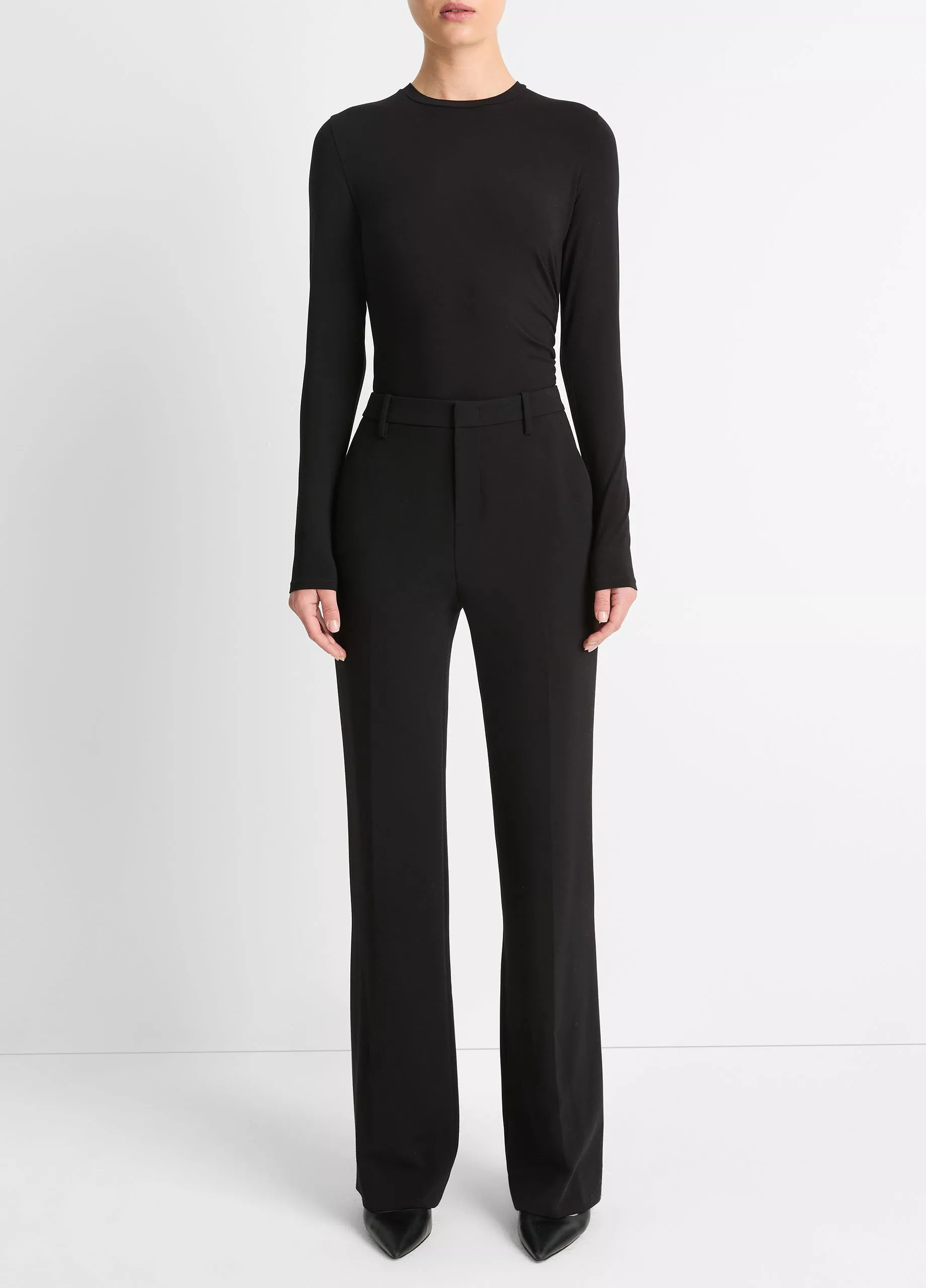 Draped Long-Sleeve Crew Neck Top | Vince LLC