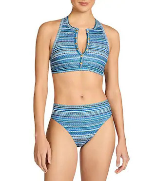 ROBIN PICCONE Emilia High Neck Racerback Tank Bra Swim top & High Waist Swim Bottom | Dillard's | Dillard's