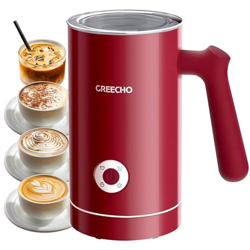 Milk Frother and Steamer, GREECHO 4 IN 1 Electric Milk Frother, 10.2oz/300ml Automatic Warm & Cold Milk Foamer for Coffee, Latte,Silent Operation & Automatic Shut-off, Viva Magenta Rose Red | Amazon (US)
