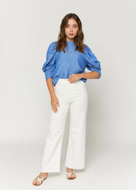 Lindi Straight Wide Leg Pants - Off White | Benaar La