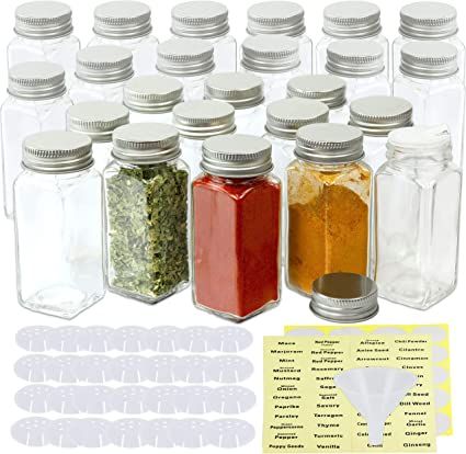 SimpleHouseware Spice Jars 4 Ounce Square Bottles w/labels, 24-Pack | Amazon (CA)