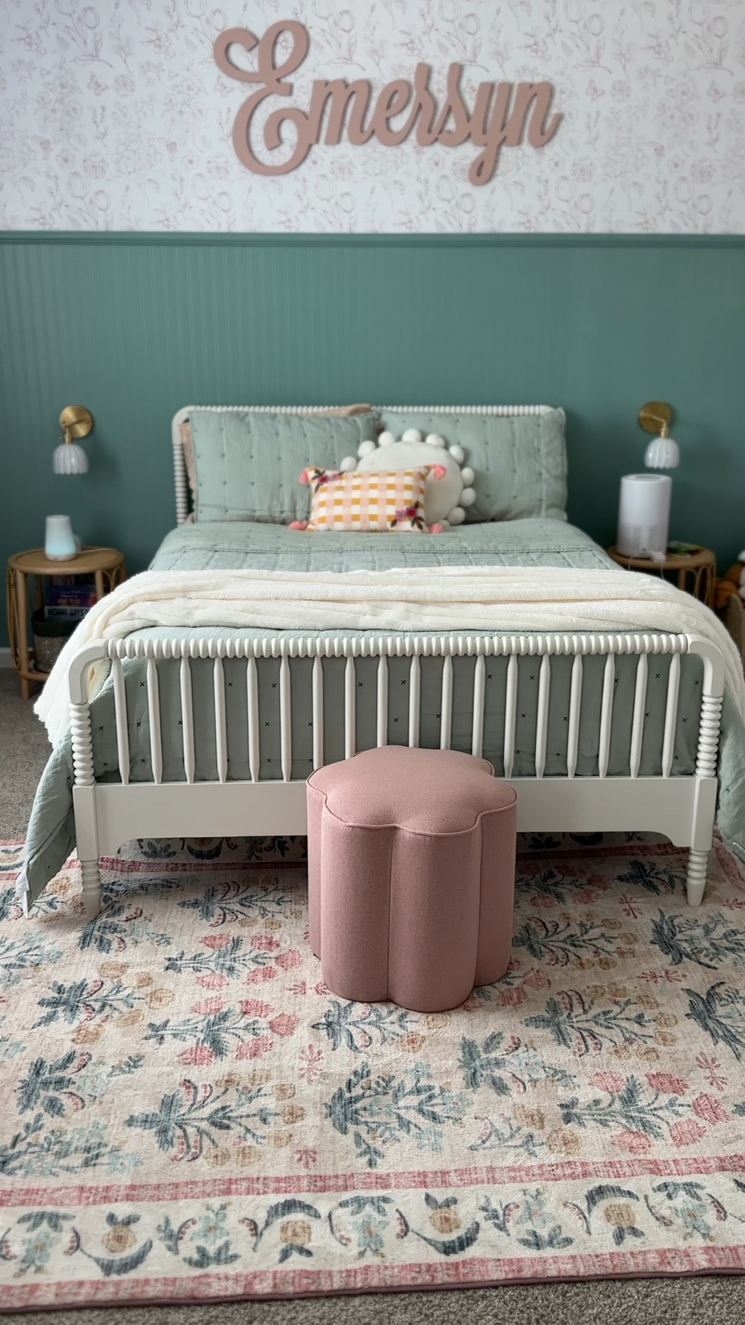 Emersyn’s Bed Links! 
I have seen people asking me where Emmy’s bed is from so I thought I would share some options for you! This bed frame is from Wayfair, unfortunately out of stock but I have linked some similar options I have found online! 
Sheets are Studio McGee x Target! 
Accent pillows are also from Target. 
Her bedspread is an Anthropologie sale find from 3-4 years ago. 

SO excited to get this room complete and do a FULL reveal for you soon!

#LTKHome