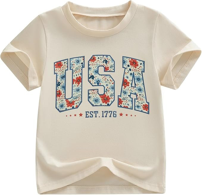 Kids Toddler Girls 4th of July Shirt Floral USA Est 1776 Patriotic 250th Anniversary Independence... | Amazon (US)