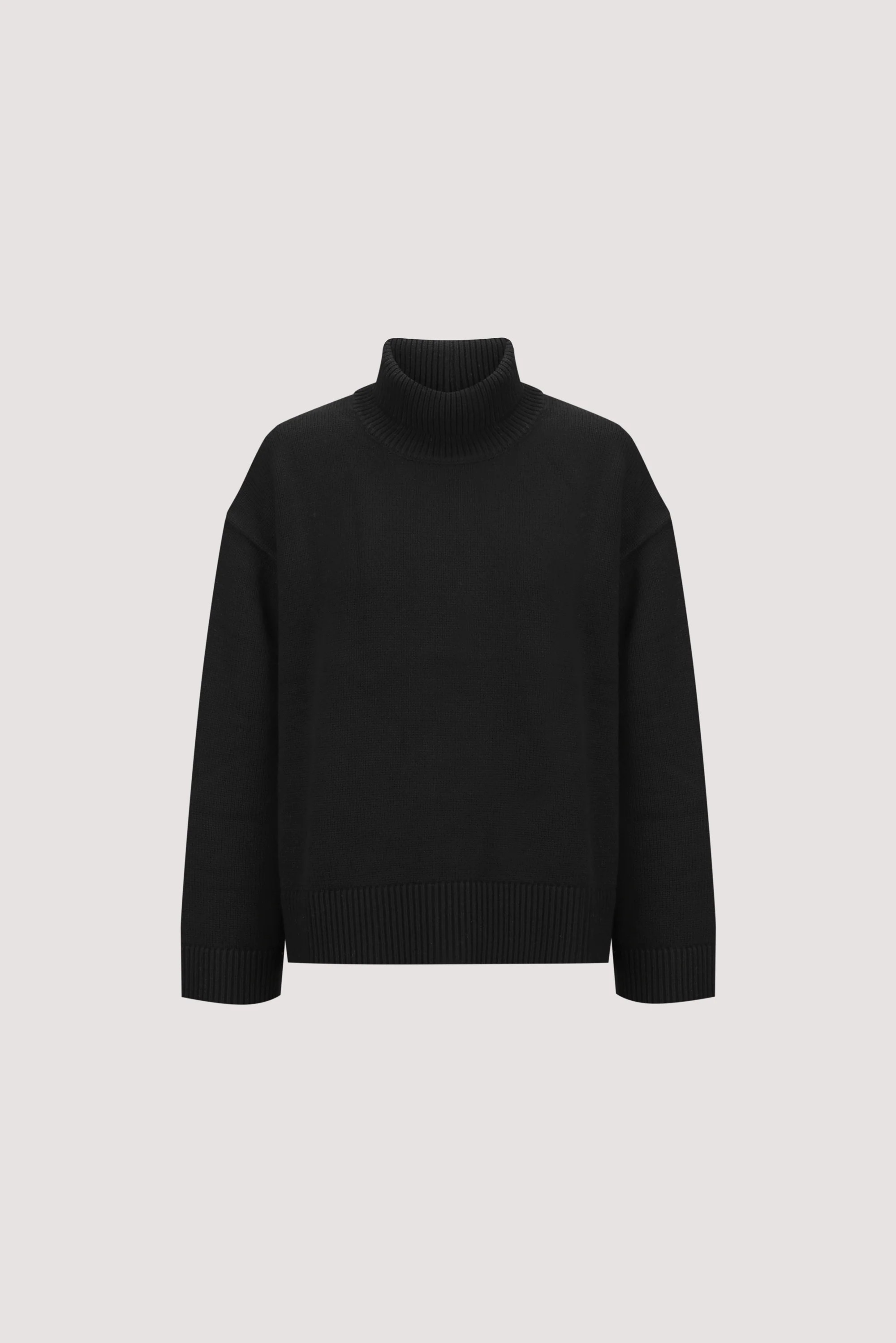 ELLA BLACK TURNBACK NECK KNIT JUMPER | DISSH