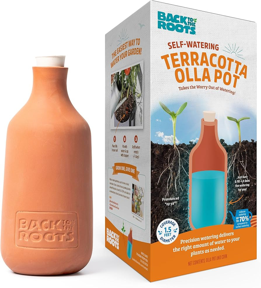Back to the Roots Self-Watering Terracotta Olla Pot, 700mL Provides 1 Week of Precision Watering | Amazon (US)
