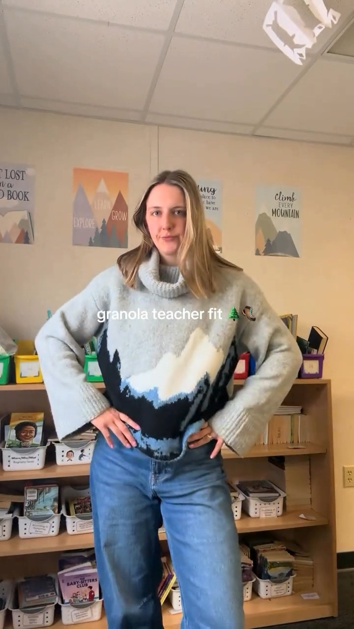 This sweater is so cozy! 
#teacheroutfit #granolaoutfit #granolagirl #granolateacher #mountains